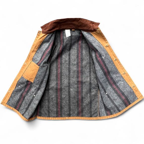 Vintage 80s Union Made Carhartt Blanket Lined Chore Coat Hood Jacket Workwear - Picture 3 of 12